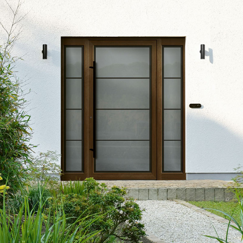 Haustür mit einer dunklen Holzoptik