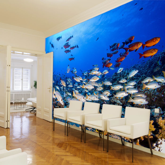 Unterwasser Wandverkleidung mit Fischen